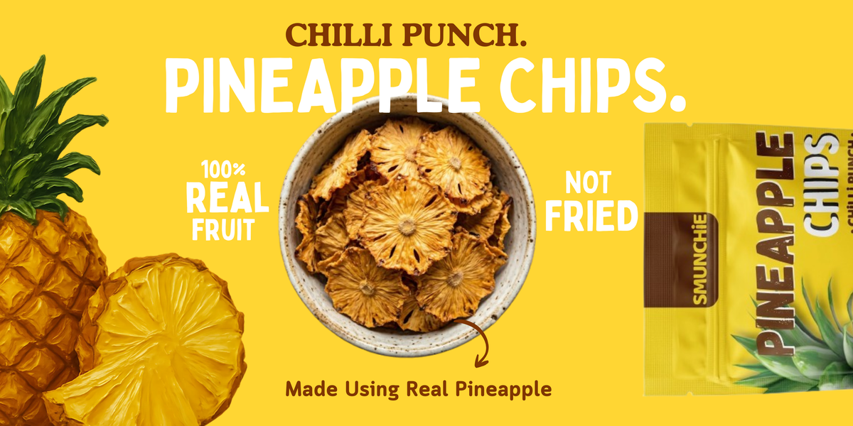 Smunchie dehydrated pineapple chips, Chili Punch flavour