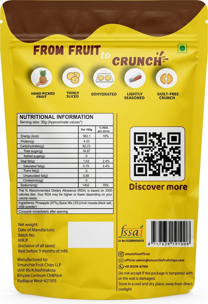 3 Pack Combo Pineapple Chips | Chilli Punch flavor | 30gm Each | Oil, Sugar, Preservatives Free.