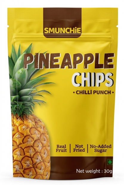 3 Pack Combo Pineapple Chips | Chilli Punch flavor | 30gm Each | Oil, Sugar, Preservatives Free.